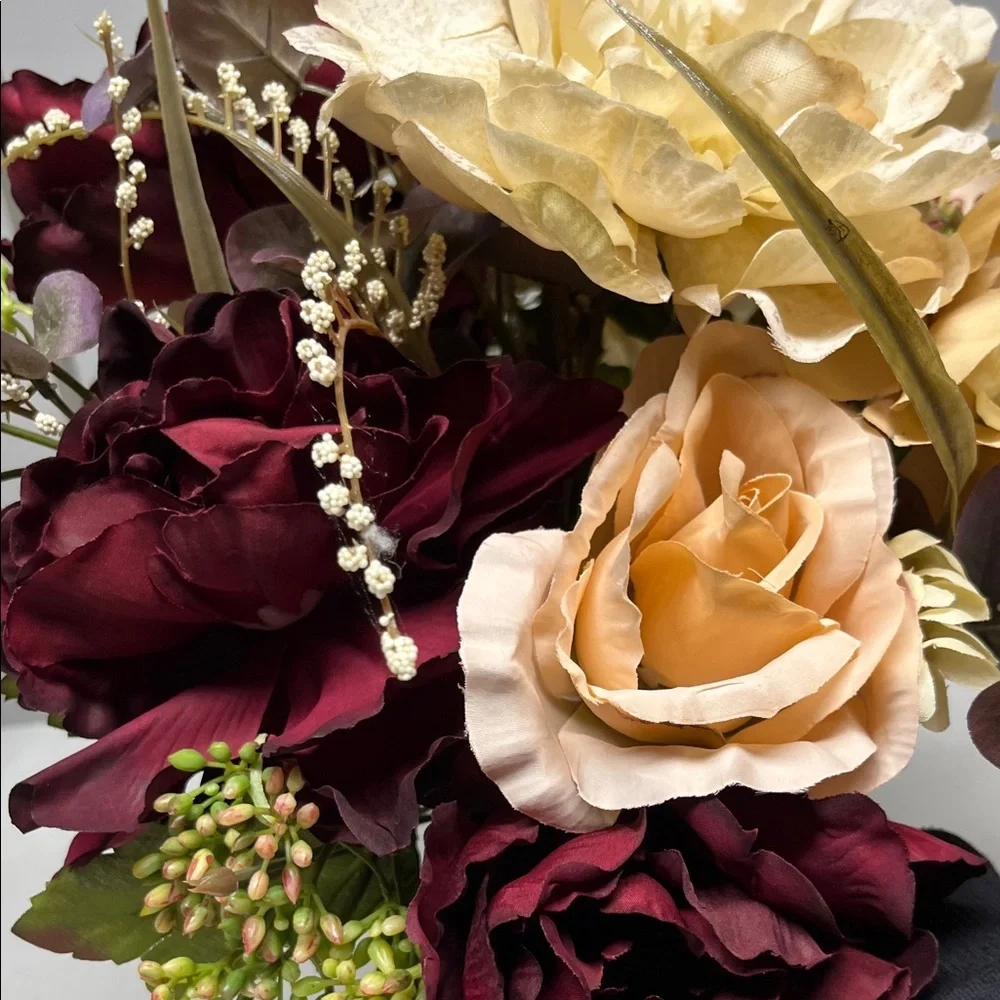 Elegant Floral Arrangement in Cream and Burgundy